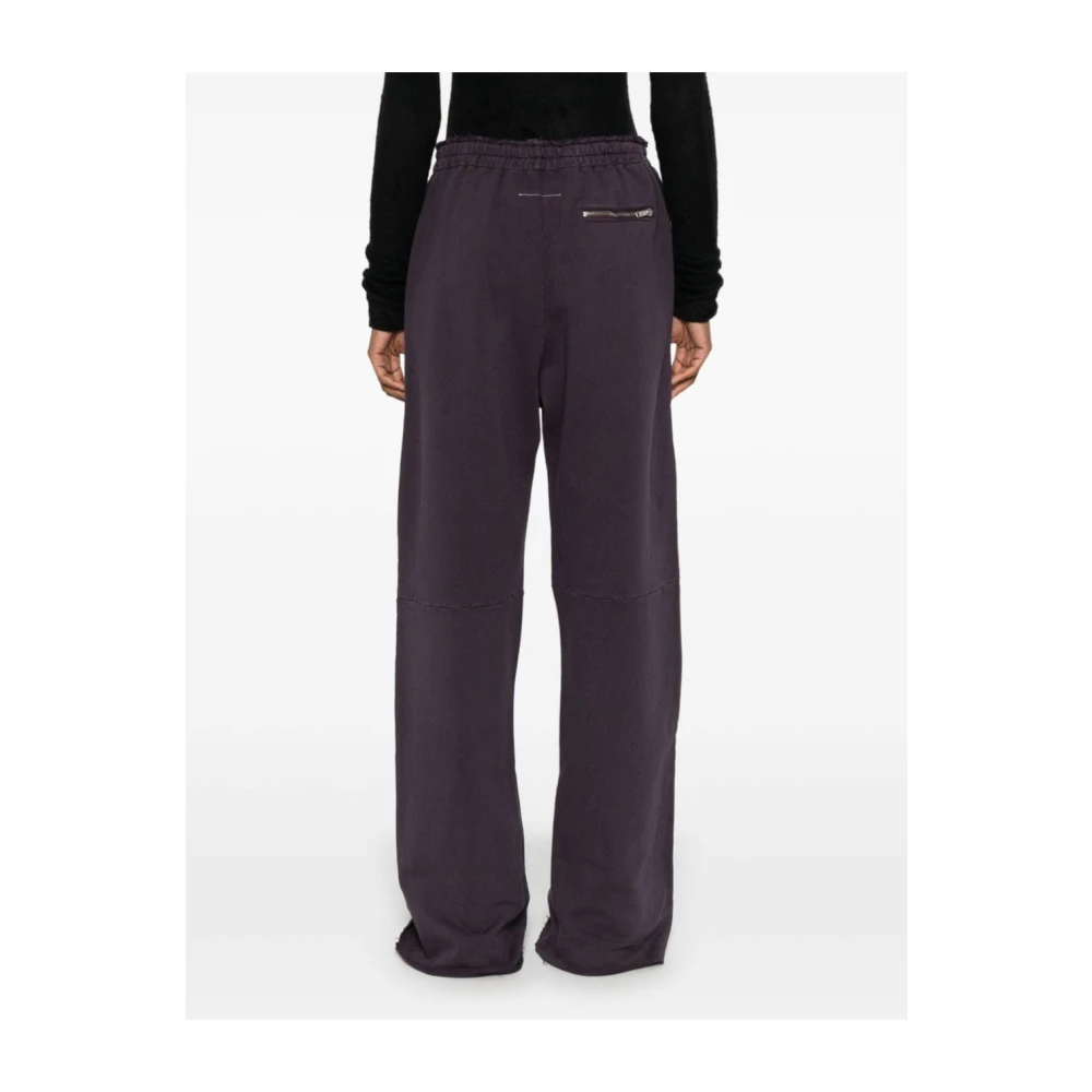 MM6 Maison Margiela Paarse Katoenen Wijde Pijp Broek Purple Dames