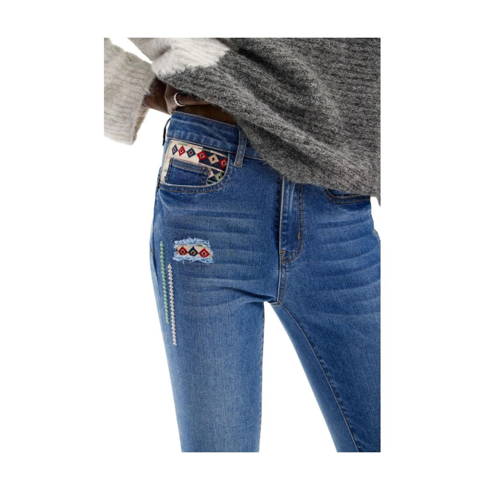 Desigual Blauwe Skinny Katoenmix Jeans Blue Dames