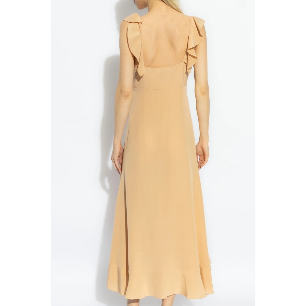 Chloé Zijden jurk met ruches Beige Dames