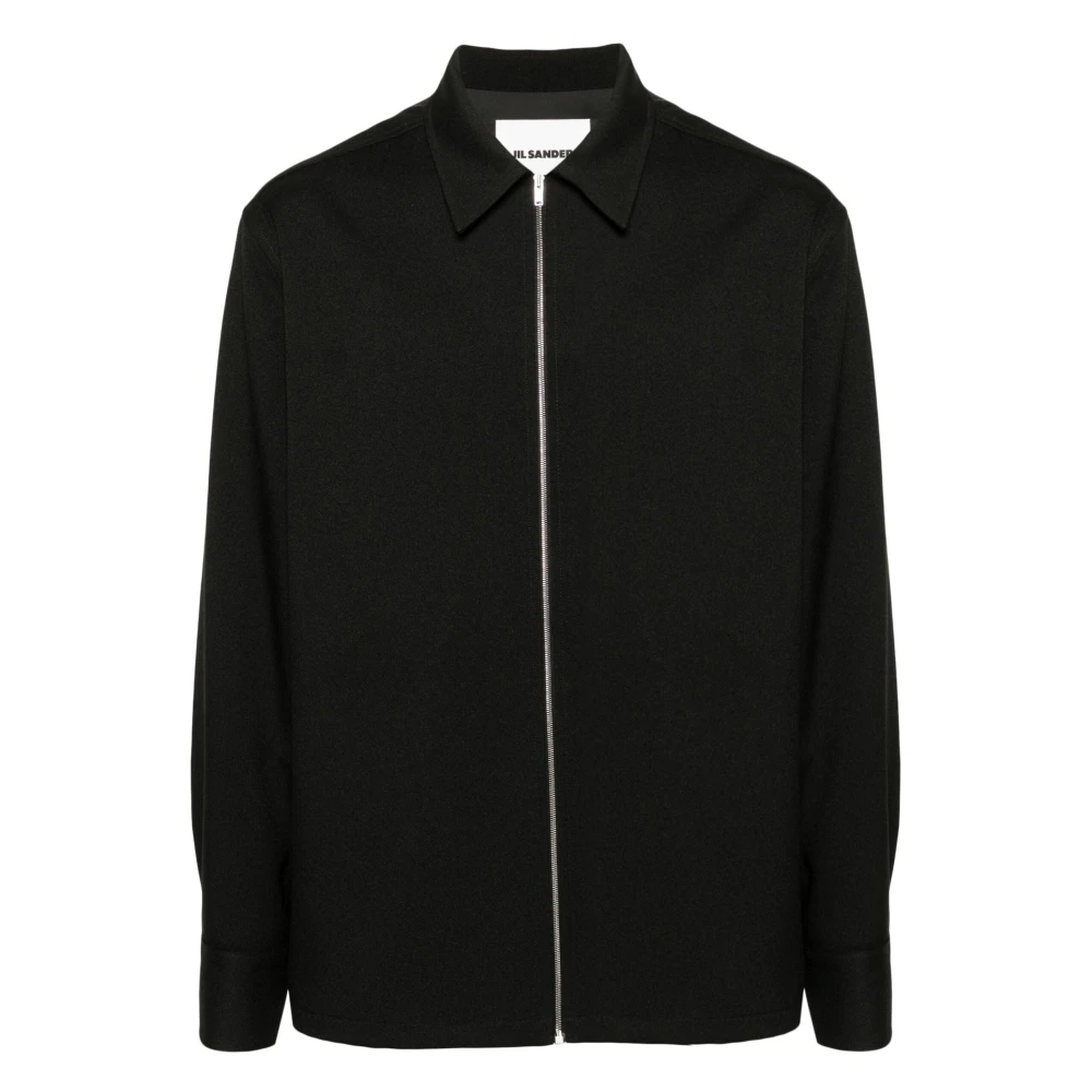 Jil Sander Zwarte Zip-Up Sweatshirt met Snap-details Black Heren