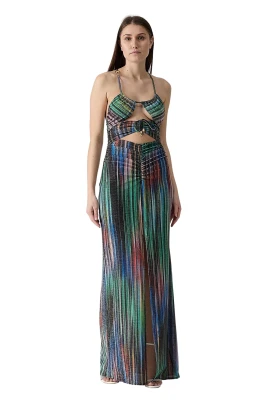 Lurex Jersey Maxi Klänning