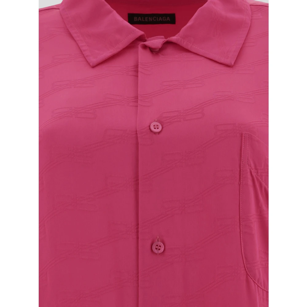 Balenciaga Logo Viscose Shirt Pink Dames