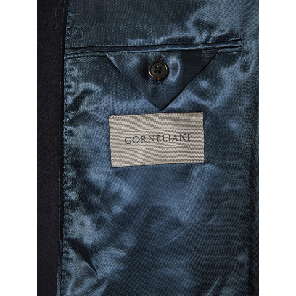 Corneliani Italiaanse wollen jas met zakken Blue Heren