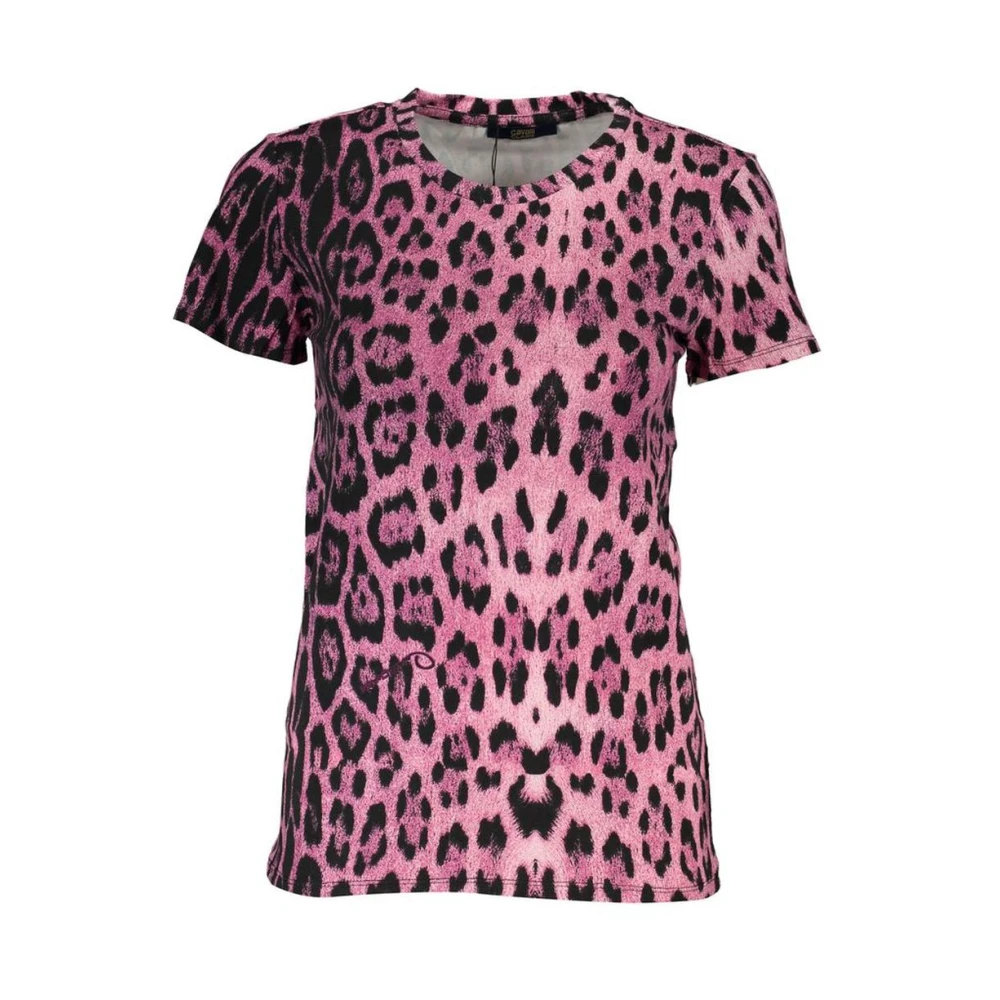 Cavalli Class Women's Pink Leopard Print T-Shirt For