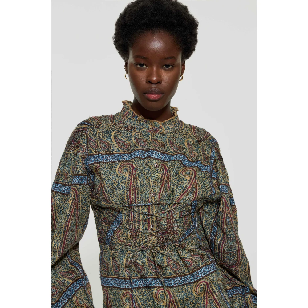 Antik batik Hida korsetstijl blouse Beige Dames