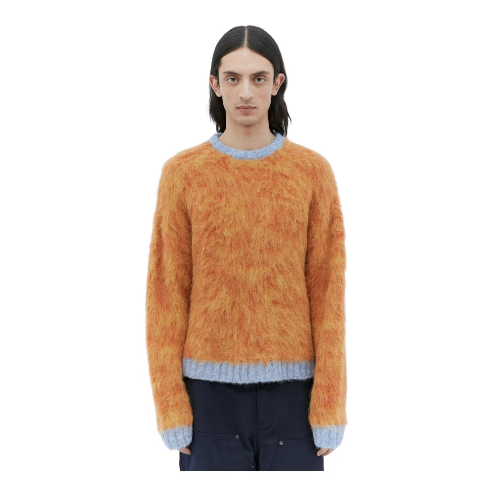 Brain Dead Marled Alpaca Crewneck Sweater Orange Heren
