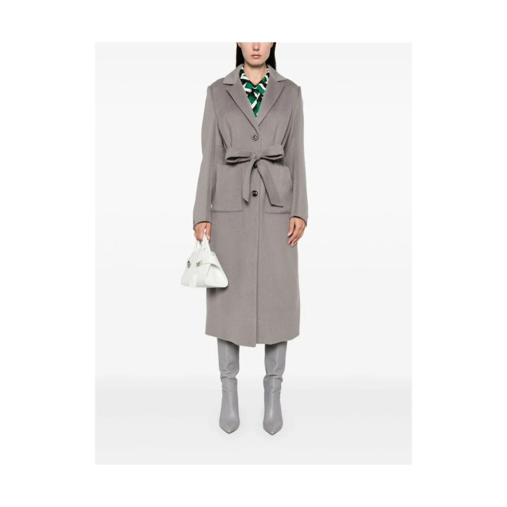 Diane Von Furstenberg Grijze wollen jas met ceintuur Gray Dames