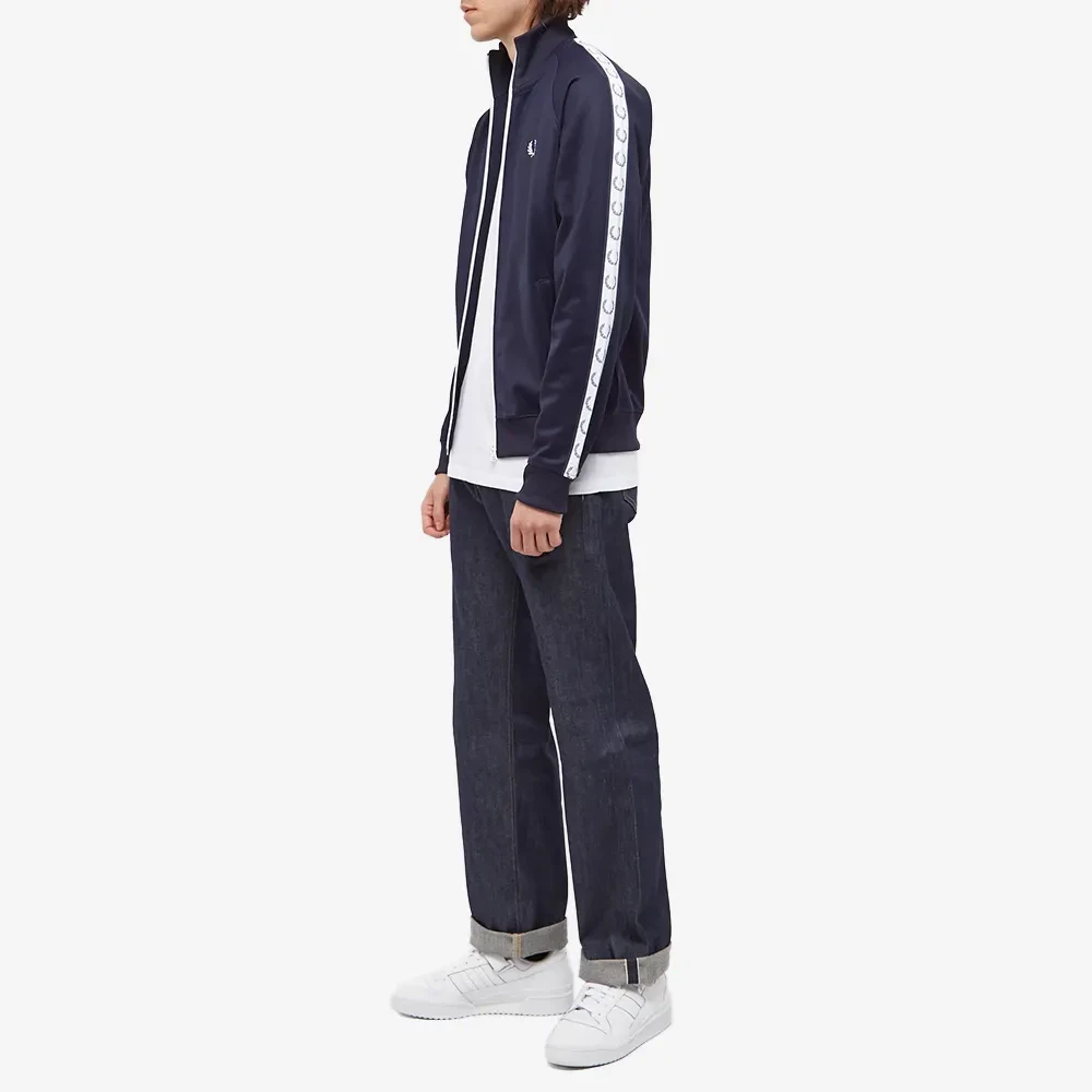 Fred Perry Retro Taped Track Jacket Blue Heren