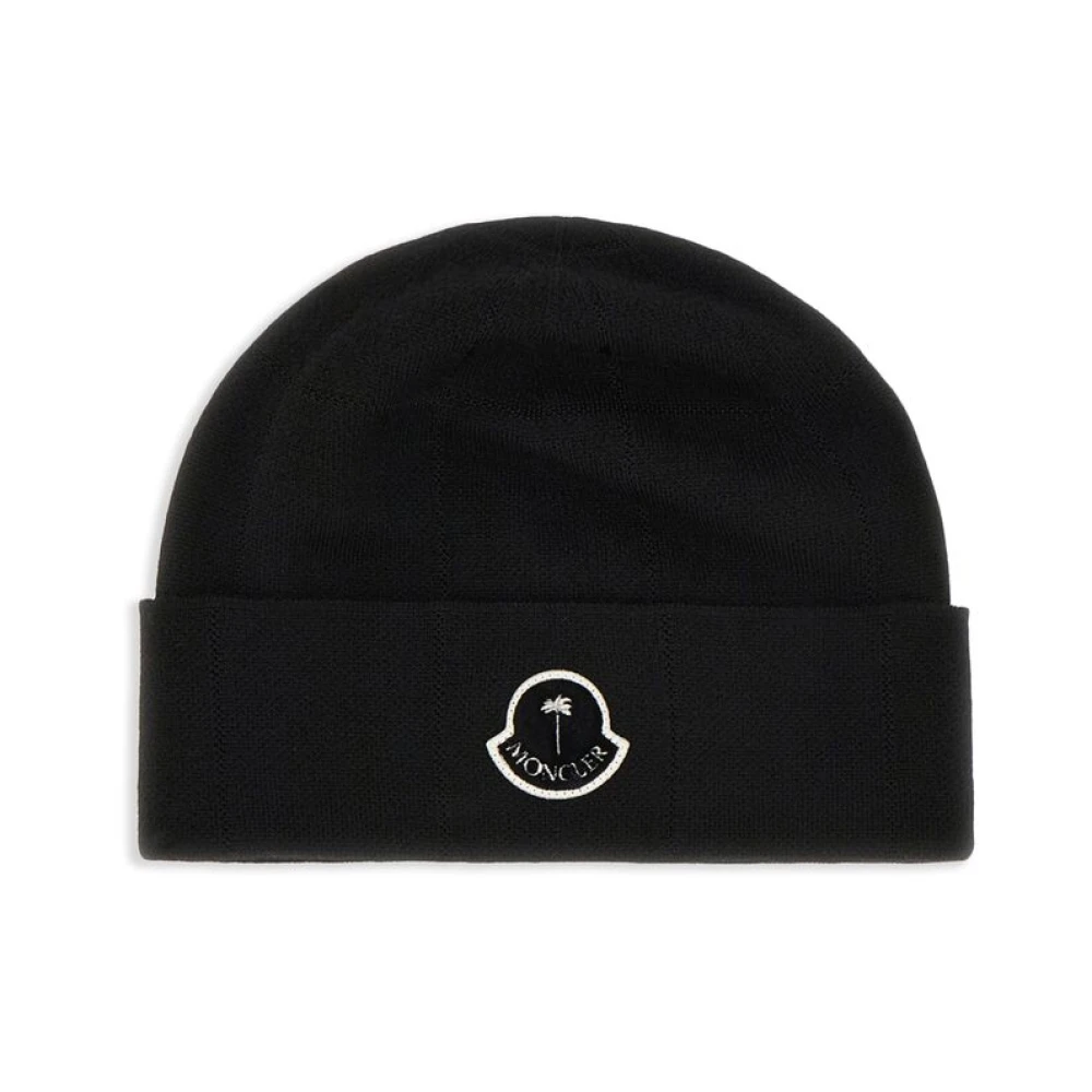 Moncler Zwarte Logo Patch Rand Hoed Black Heren