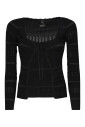 pull-noir-a-cotes-avec-motif-poinconne