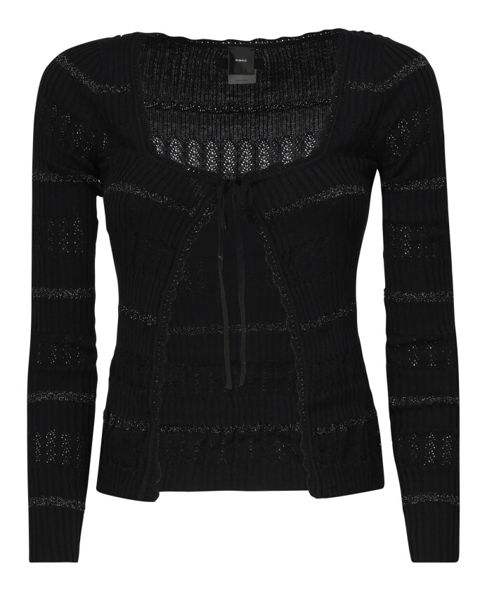 pull-noir-a-cotes-avec-motif-poinconne