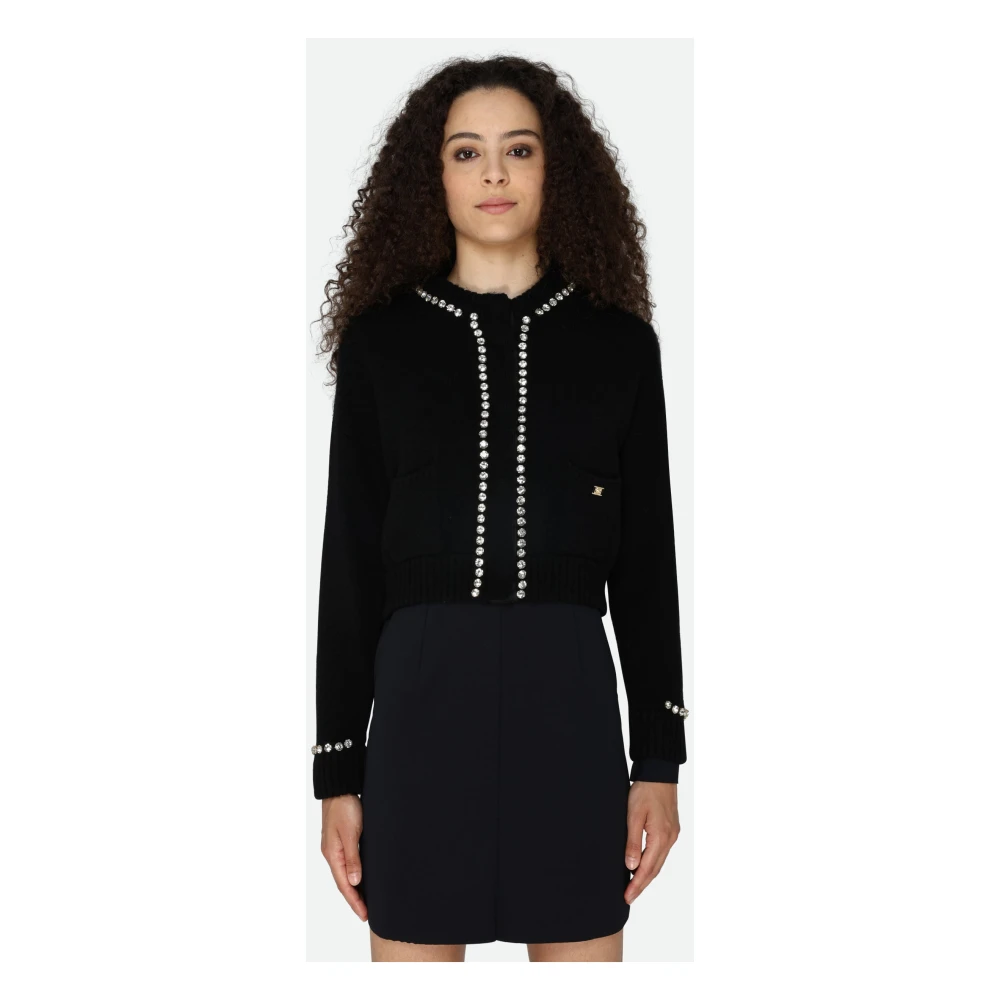 pinko Zwarte Cardigan met Fonkelende Details Black Dames