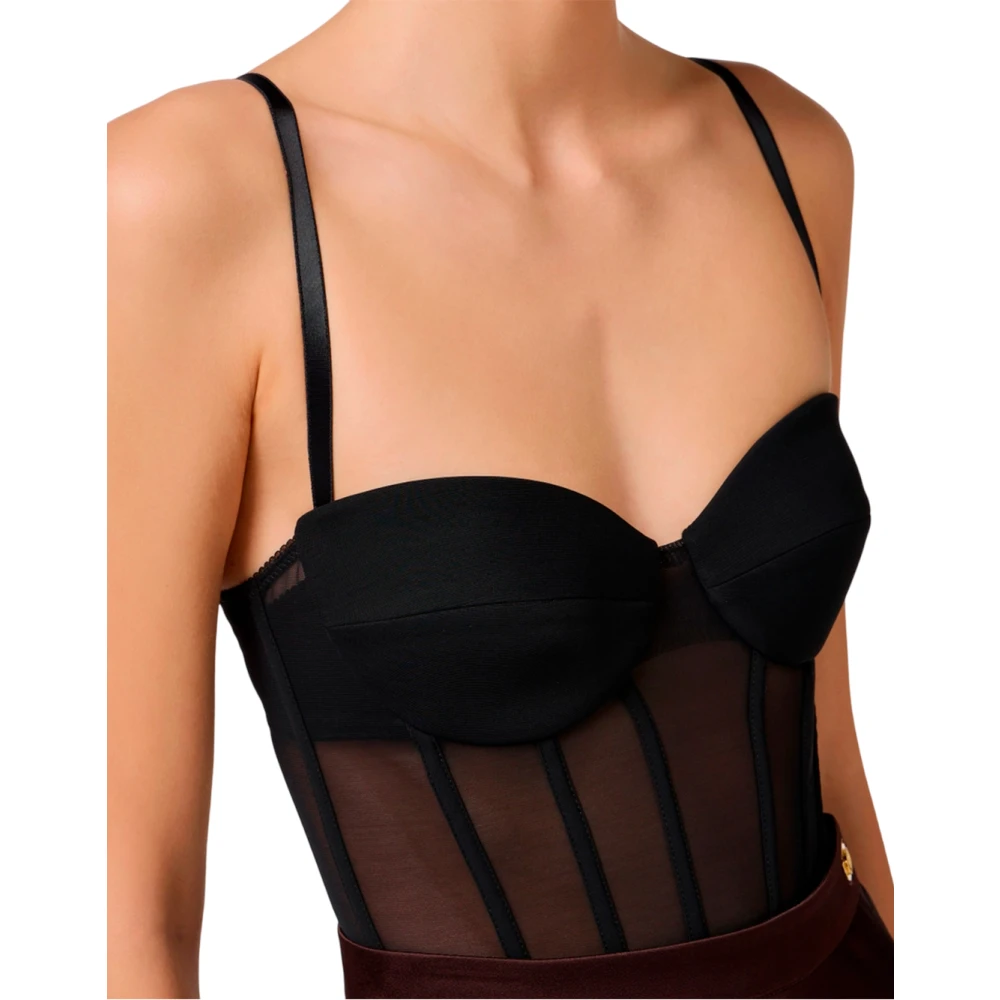 Elisabetta Franchi Gesculpteerd Bustier Lingerie met Doorschijnende Details Black Dames