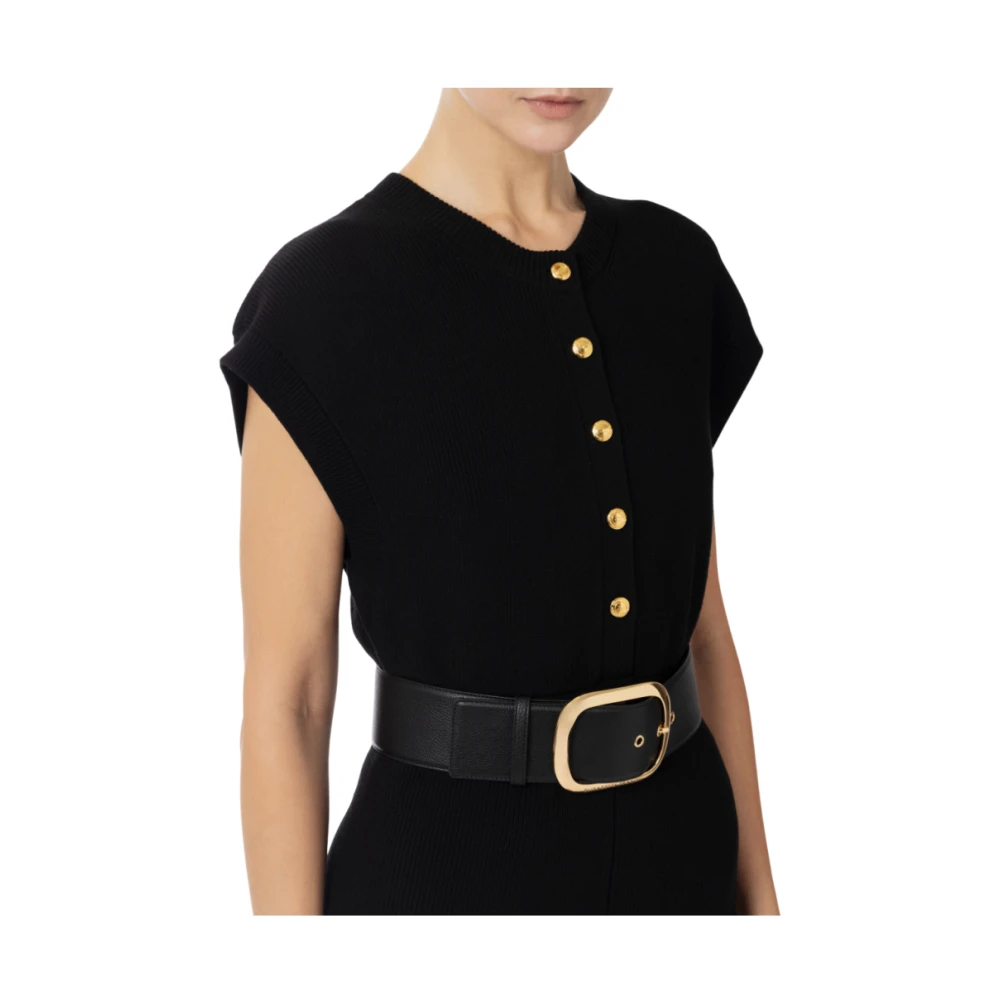 Elisabetta Franchi Zwarte Korte Jumpsuit met Riem Black Dames