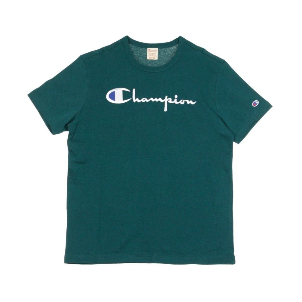 Champion Crewneck Teal T-Shirt voor Mannen Green Heren