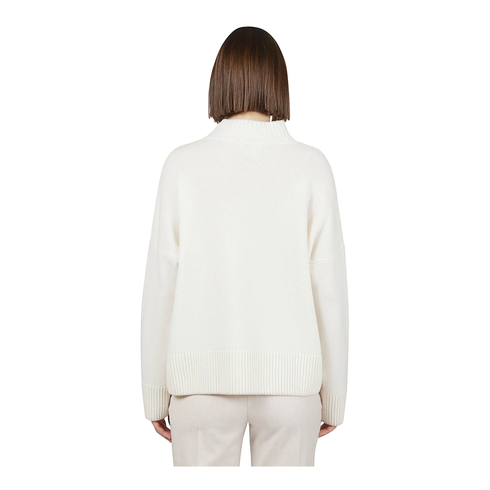 Eleventy Cashmere Tipping High Neck Sweater White Dames