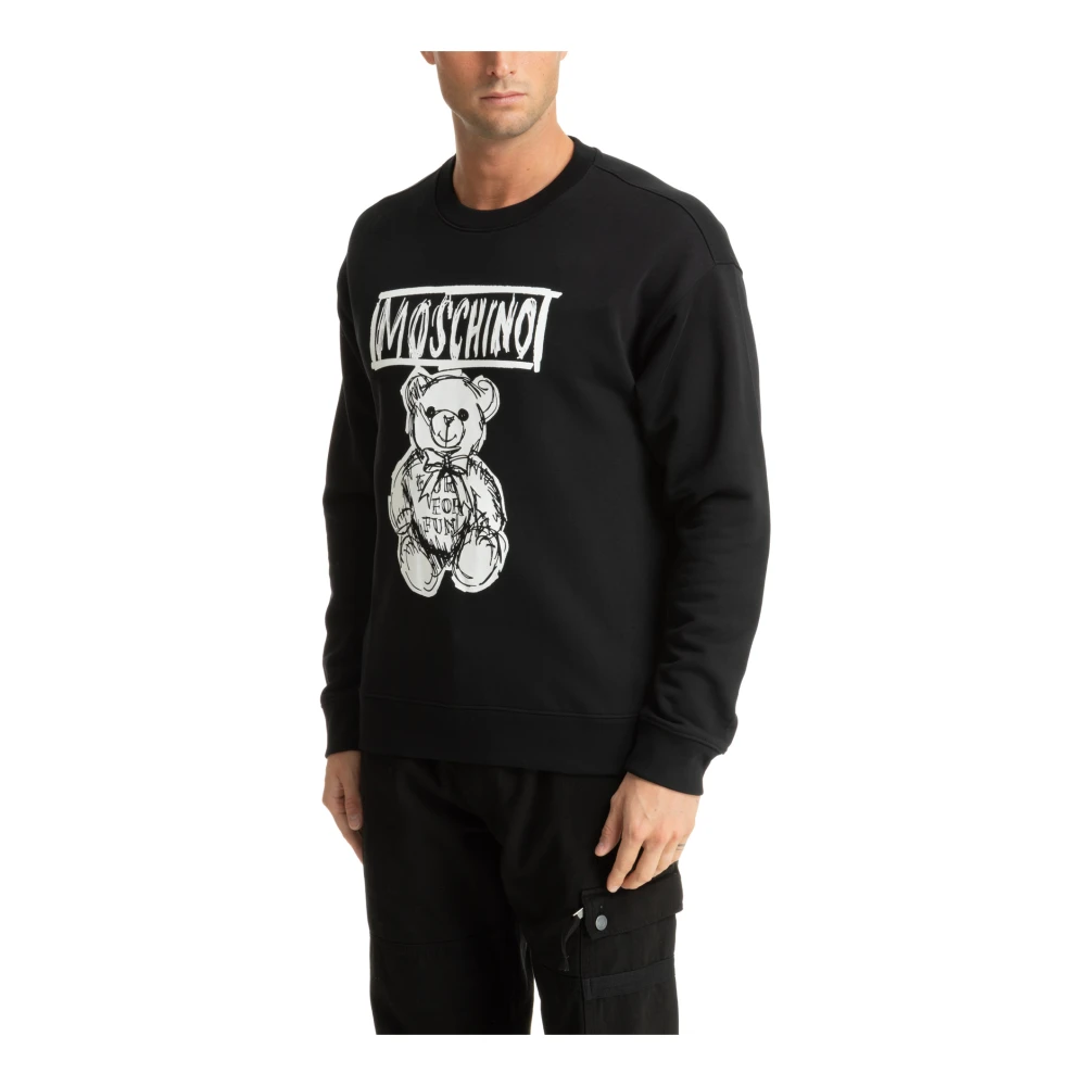 Moschino Gestreepte Teddy Bear Logo Sweatshirt Black Heren