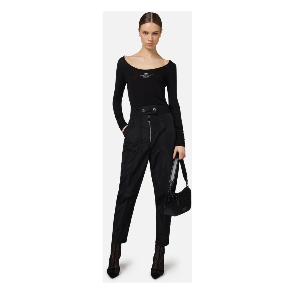 Elisabetta Franchi Cargo broek in zwart Black Dames