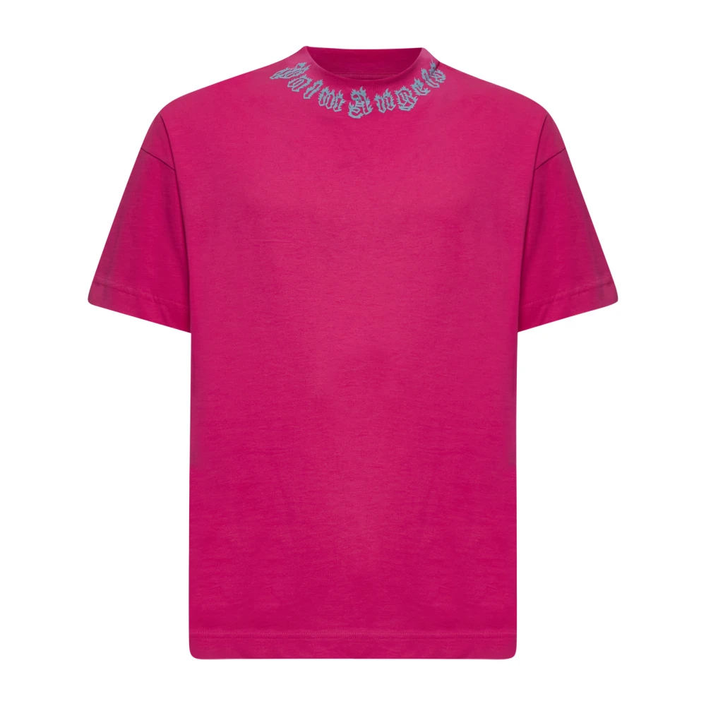 Palm Angels Flame Logo Fuchsia T-shirt Pink Heren