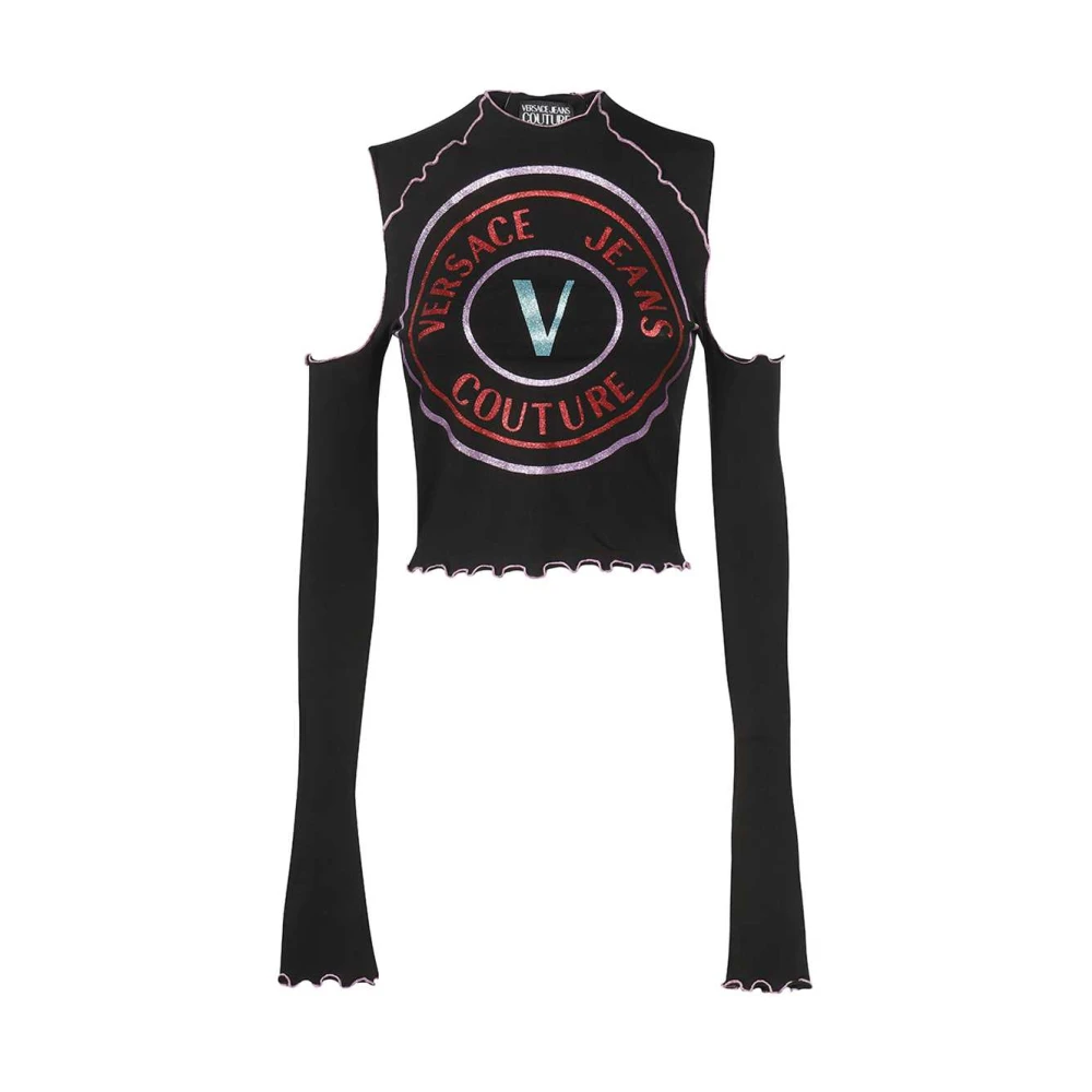 Versace Jeans Couture Crop Top met Uitgesneden Details Black Dames