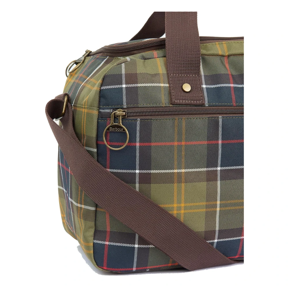 Barbour Tartan Flight Bag met meerdere compartimenten Green Heren