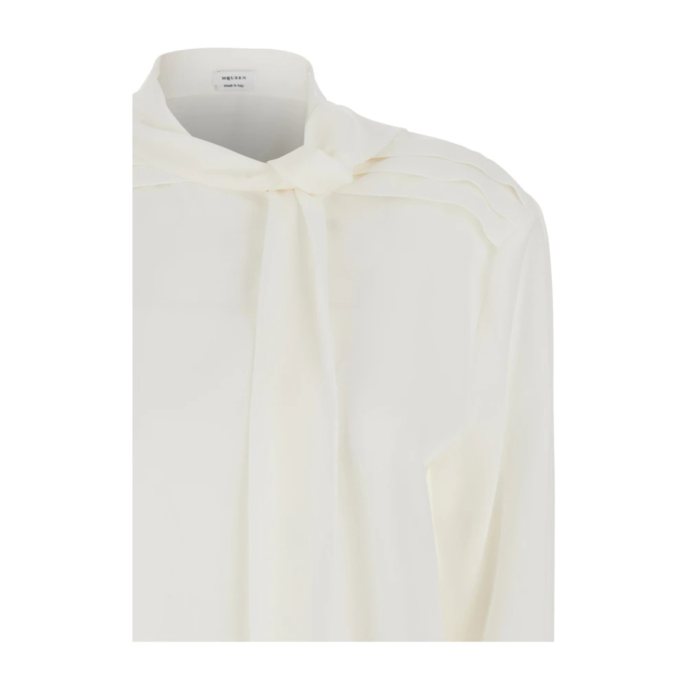 alexander mcqueen Witte zijden blouse met sjaaldetail White Dames