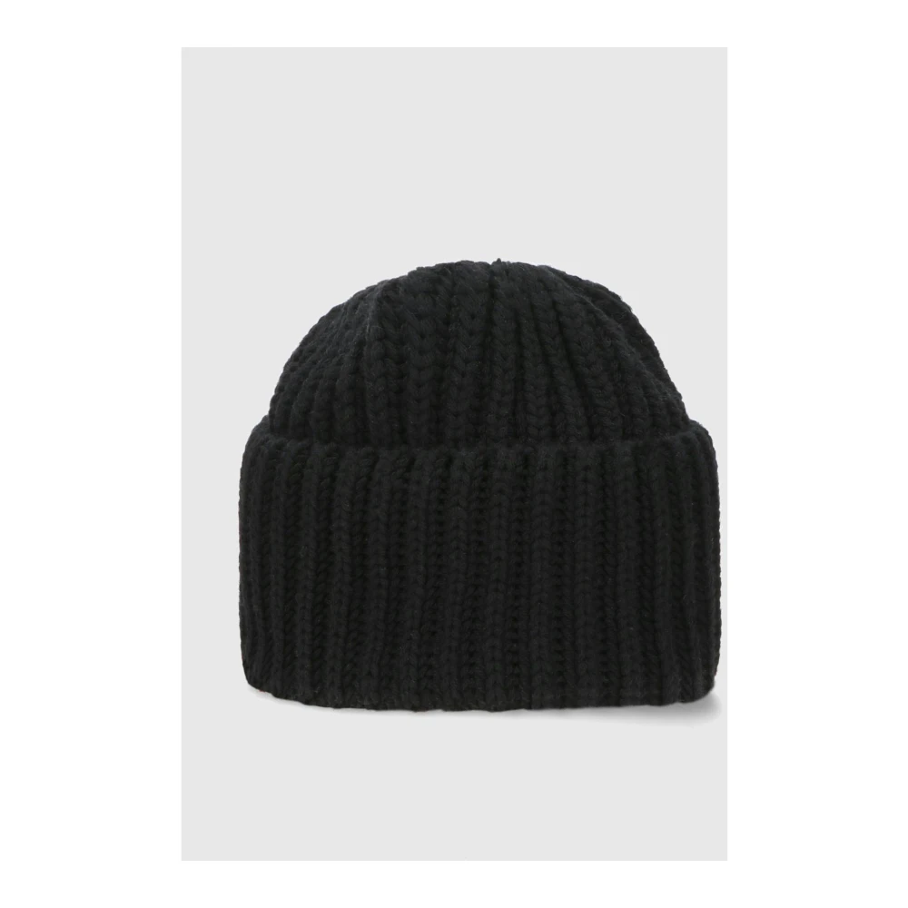 Borsalino Gebreide Wol Beanie Muts Black Unisex