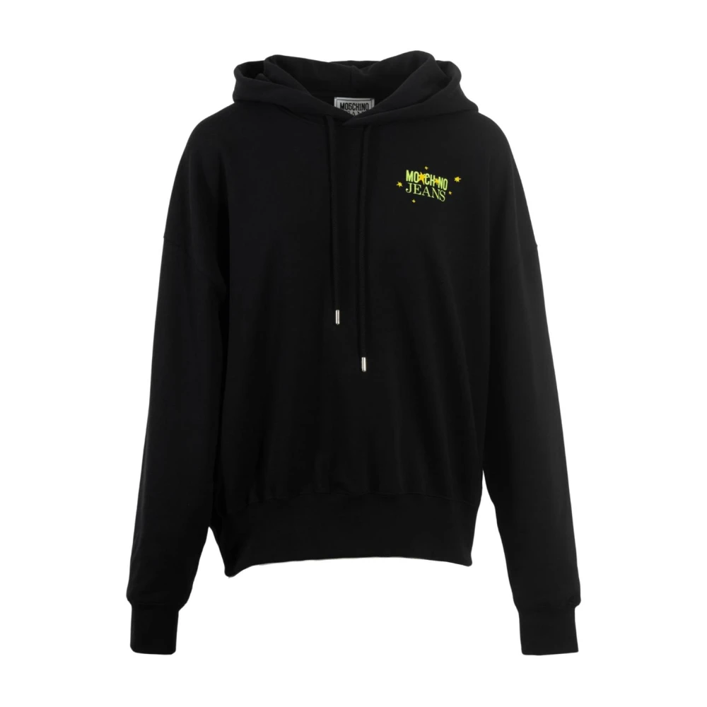 Moschino Women's Black Hoodies,, Hooded Jumper With Graphic Print Medium