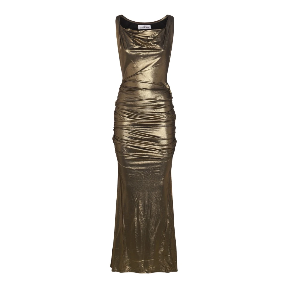 Vivienne Westwood Gouden Maxi Jurk Vierkante Kraag Yellow Dames