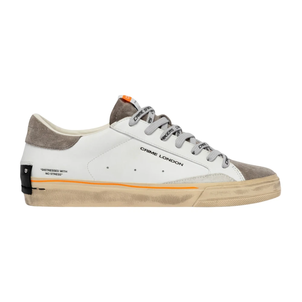 Crime London Men's White Sneaker Distressed