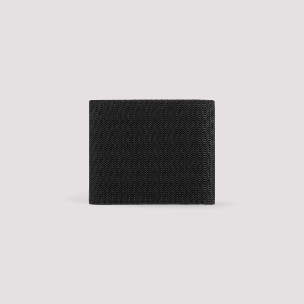 Giorgio Armani Zwarte Leren Portemonnee Stijlvol Accessoire Black Heren