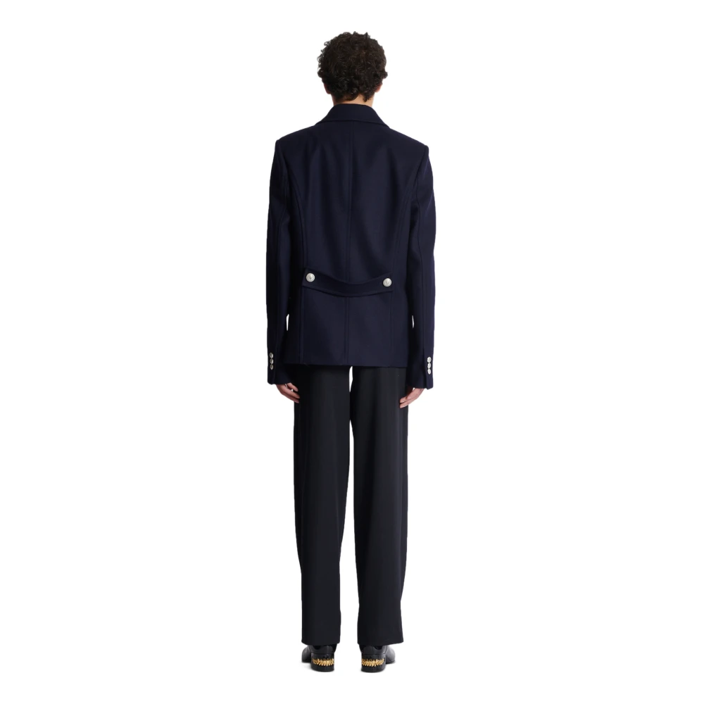 Balmain Korte gevilde wollen jas Blue Heren