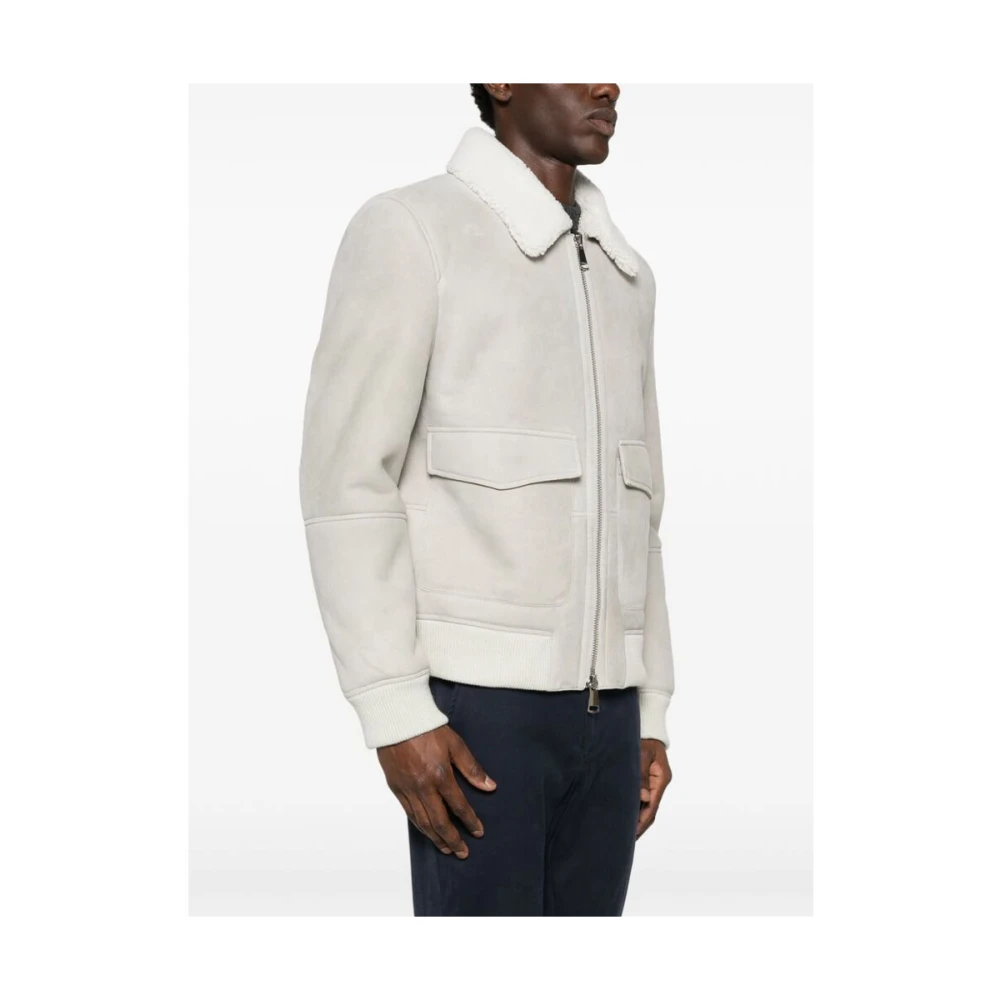 Dondup Shearling Leren Buitenkleding met Ritssluiting Gray Heren