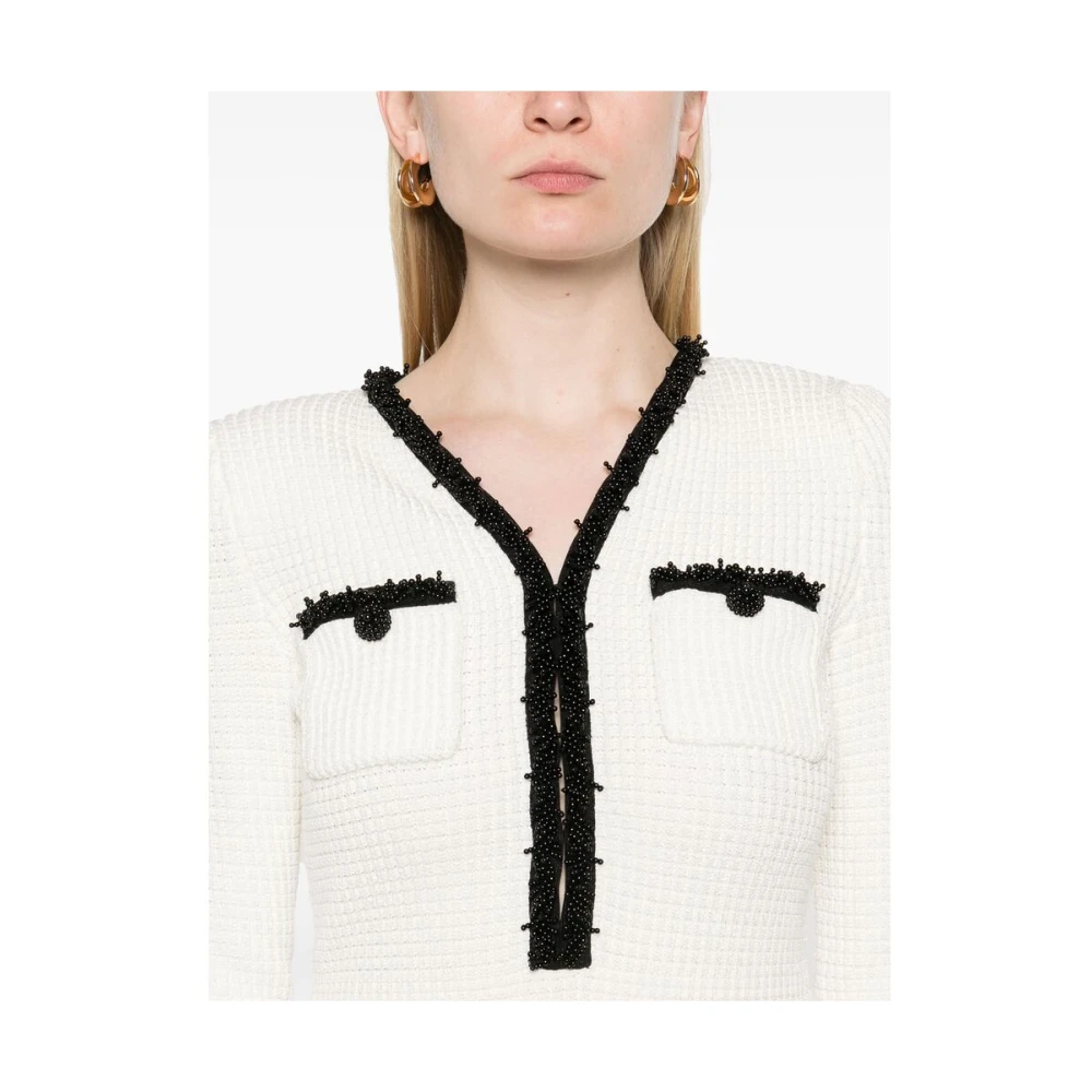 Self Portrait Witte Kralen Lange Mouw Jurk White Dames