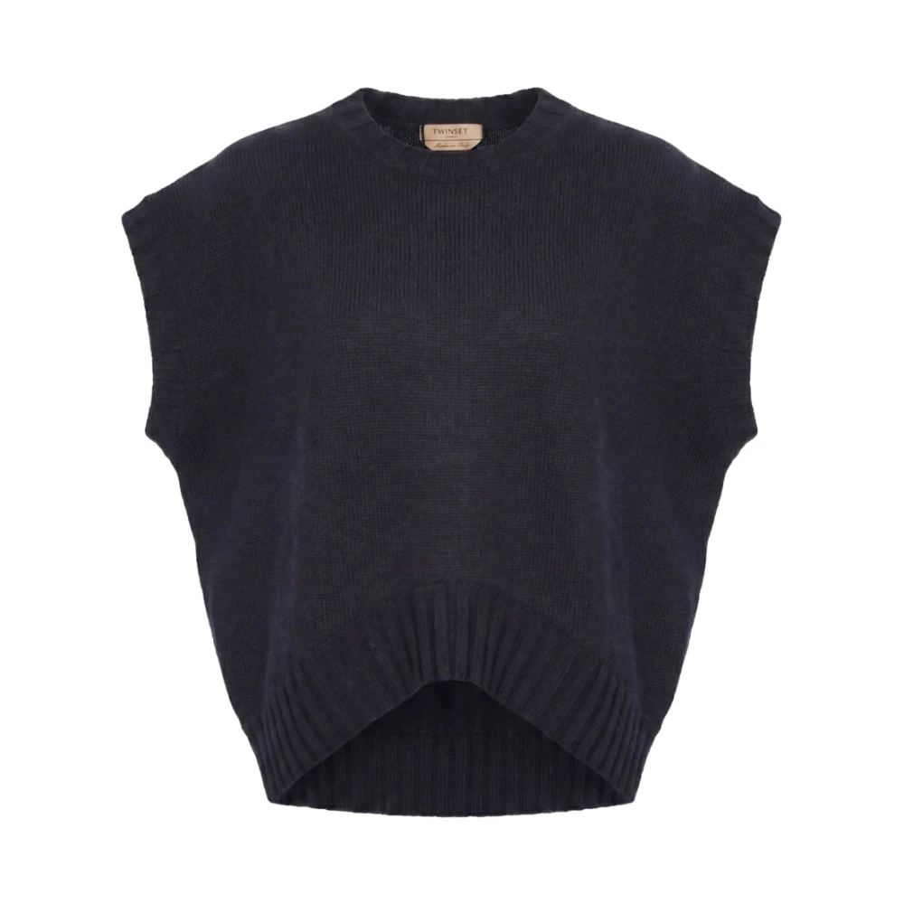 Twinset , Round-Neck Knitwear, Female, Blue, Xs/S, Round-Neck Knitwear