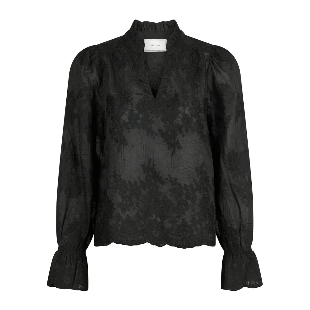 NEO NOIR Elegante Geborduurde Zwarte Blouse Black Dames