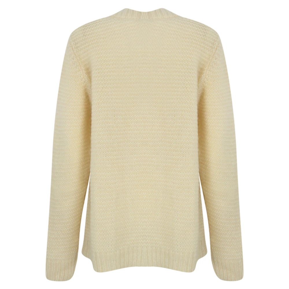 MVP wardrobe Gestreepte Mohair Vest Roomwit Beige Dames