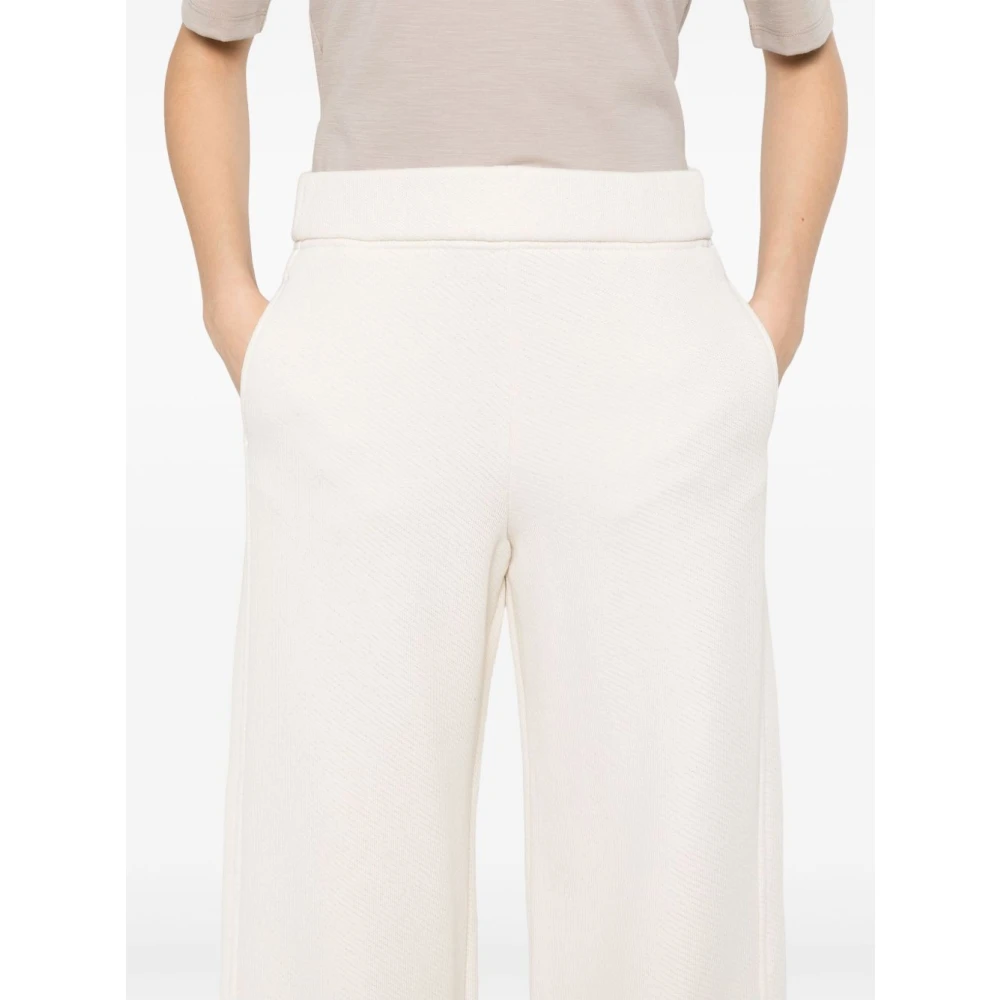 Max Mara Witte elastische tailleband broek Franse terry White Dames
