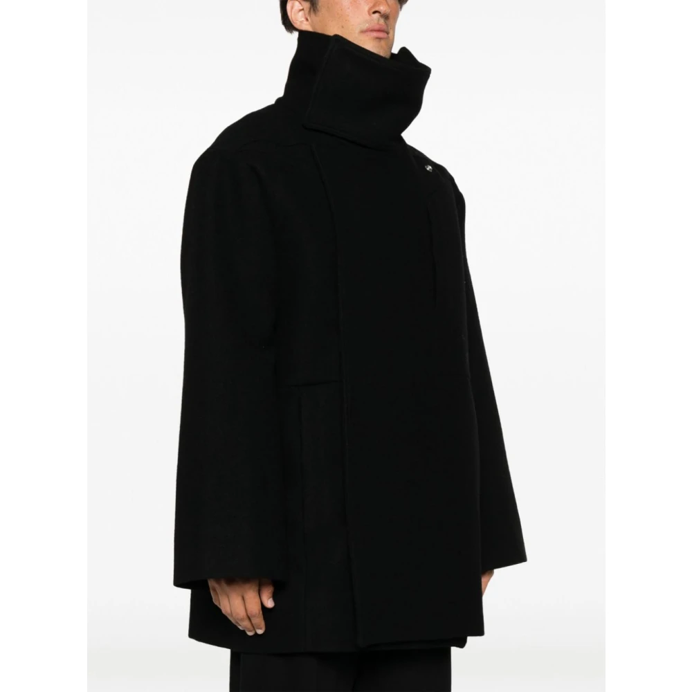 Rick Owens Zwarte wollen caban jas Black Heren