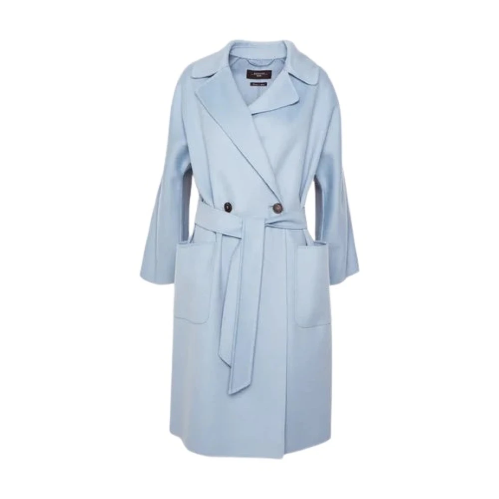 Max Mara Wollen jas met klassieke revers Blue Dames