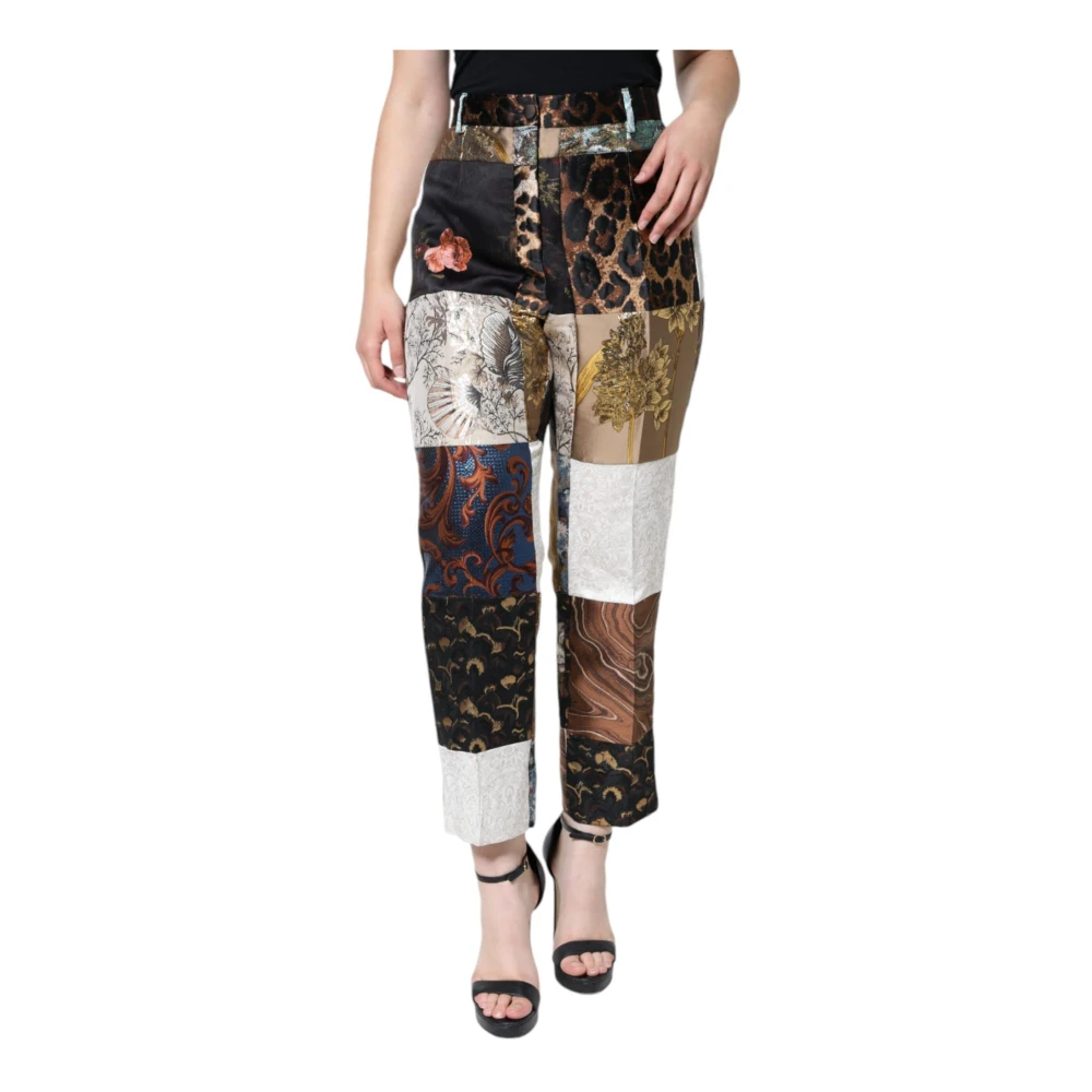 Dolce & Gabbana Women's Multicolor High Waist Tapered Trousers - Straight Trousers - Xs - Trousers
