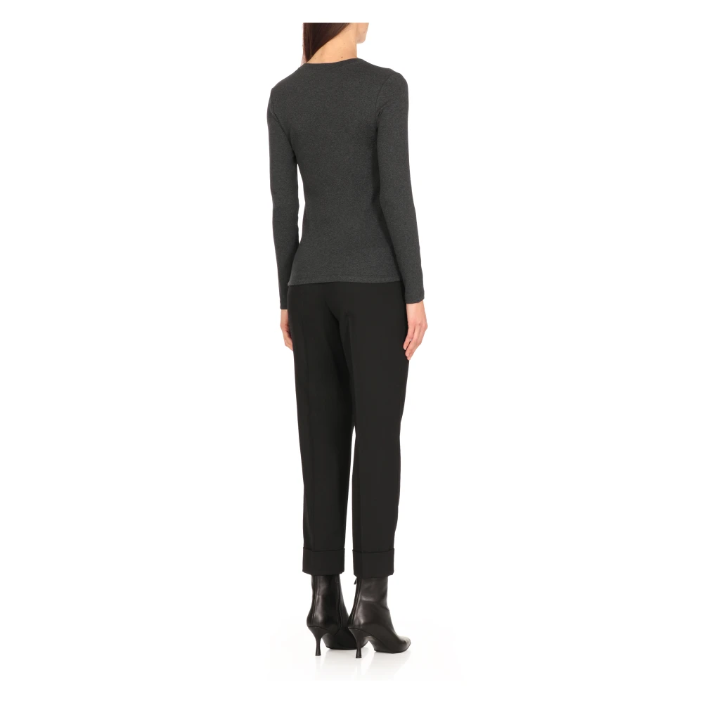PESERICO Donkergrijze Katoenen T-shirt voor Vrouw Gray Dames