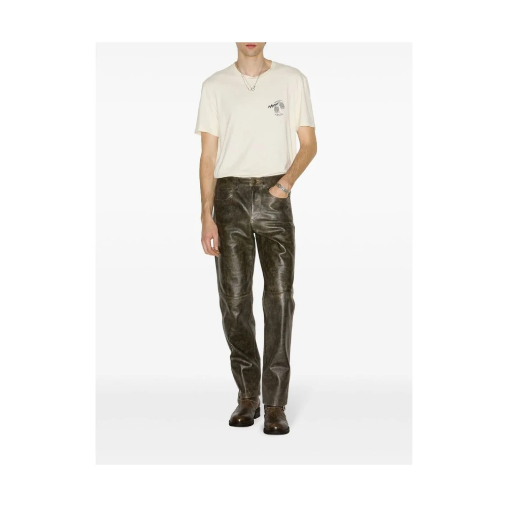 Isabel marant Geborduurd Logo Crew Neck T-shirt Beige Heren