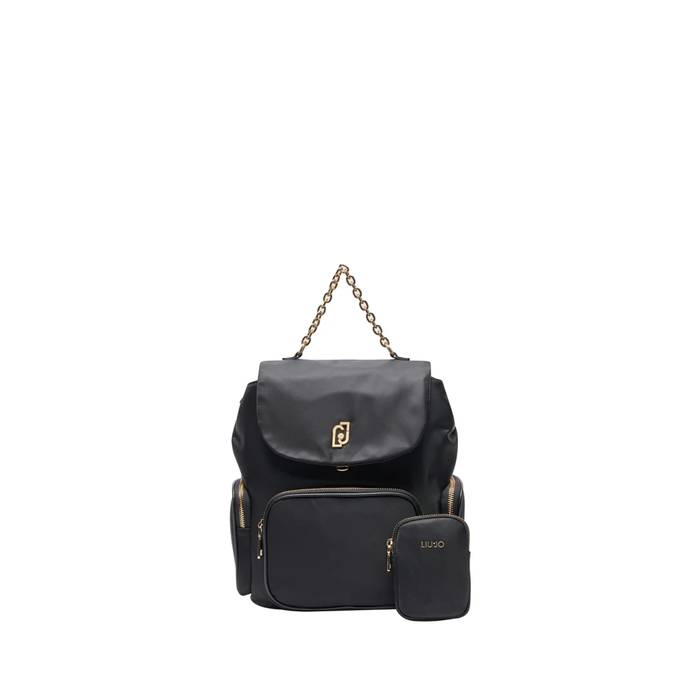 Liu Jo Elegante zwarte rugzak met gouden details Black Dames