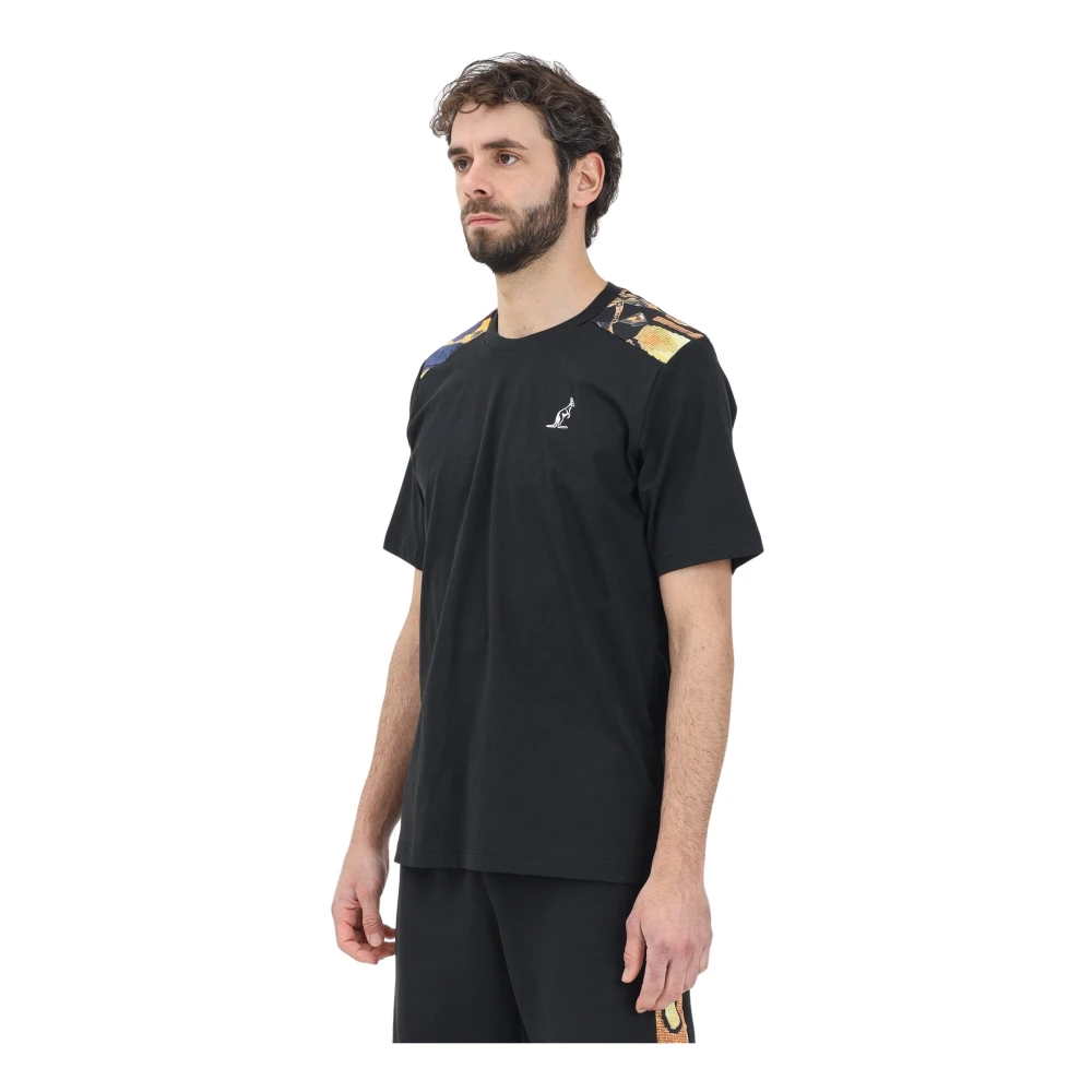 Australian Zwarte T-shirt met korte mouwen en kleurrijke schouderinzetten Black Heren