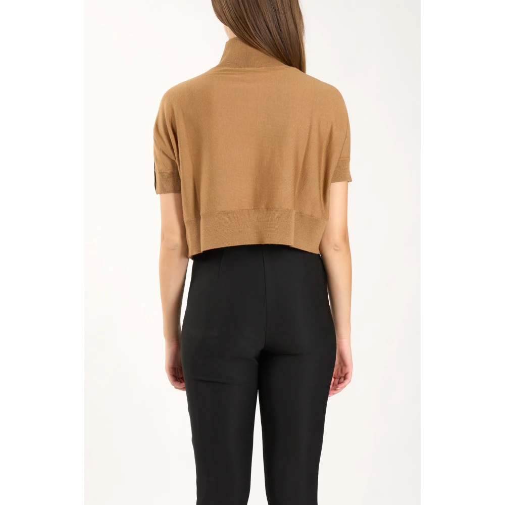pinko Geknipte wollen trui met coltrui Brown Dames