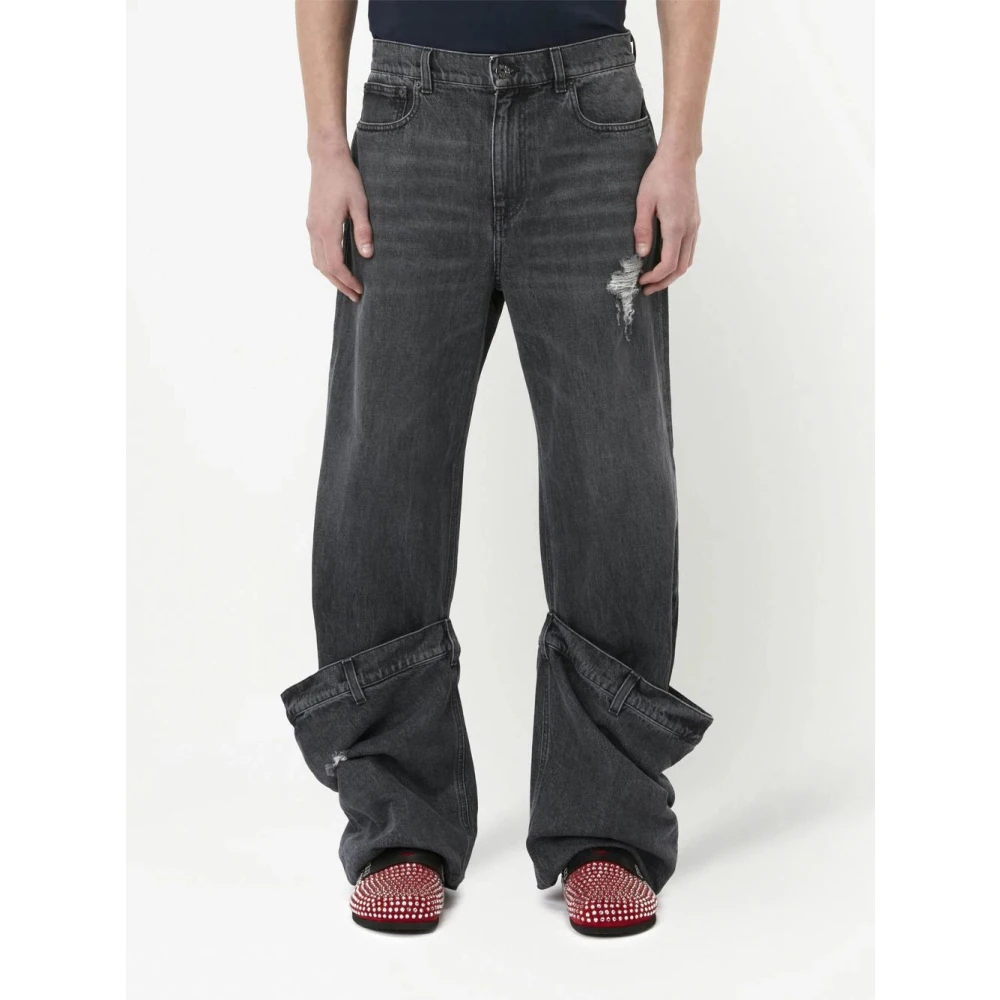 JW Anderson Houtskoolgrijze Distressed Bucket Jeans Gray Dames