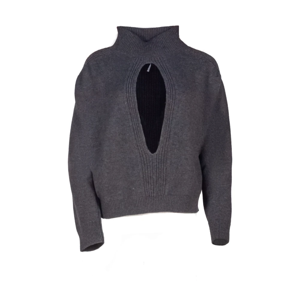 Liviana Conti Donkergrijze Cutout Mock Neck Sweater Gray Dames