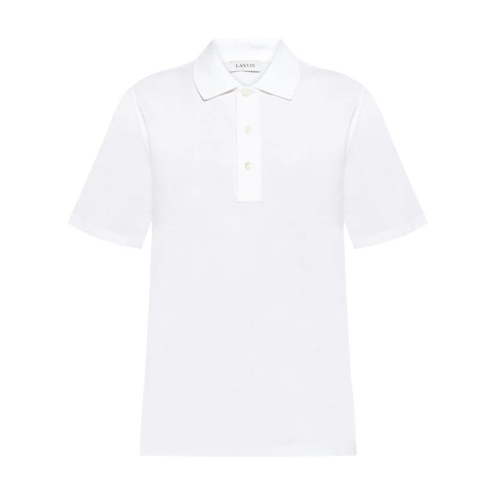 Lanvin Witte Polo Shirt met Korte Mouwen White Heren