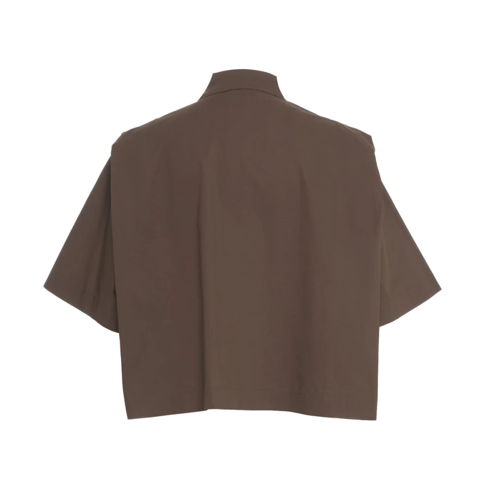 8pm Bruine Cropped Shirt met Knoopsluiting Brown Dames